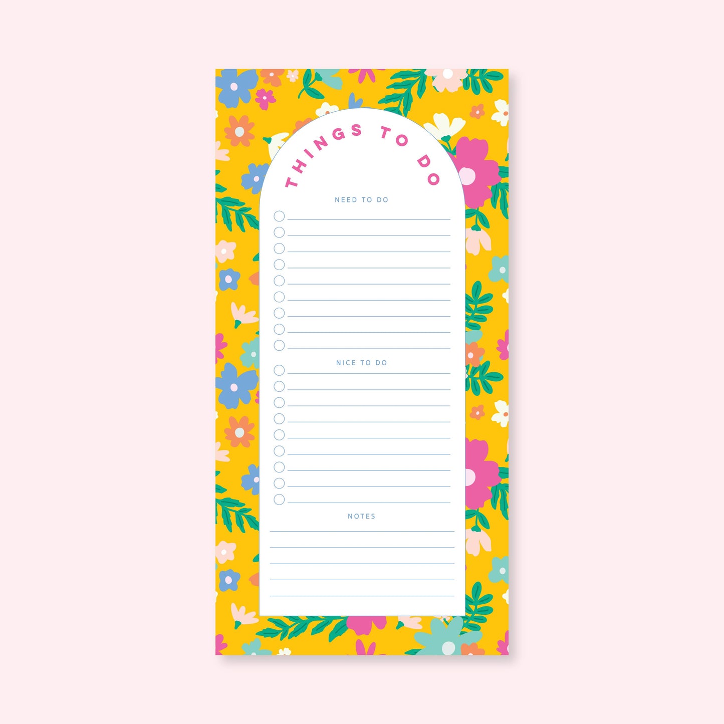 List Notepad | 4.25"x8.5" | Canary Floral Jungle