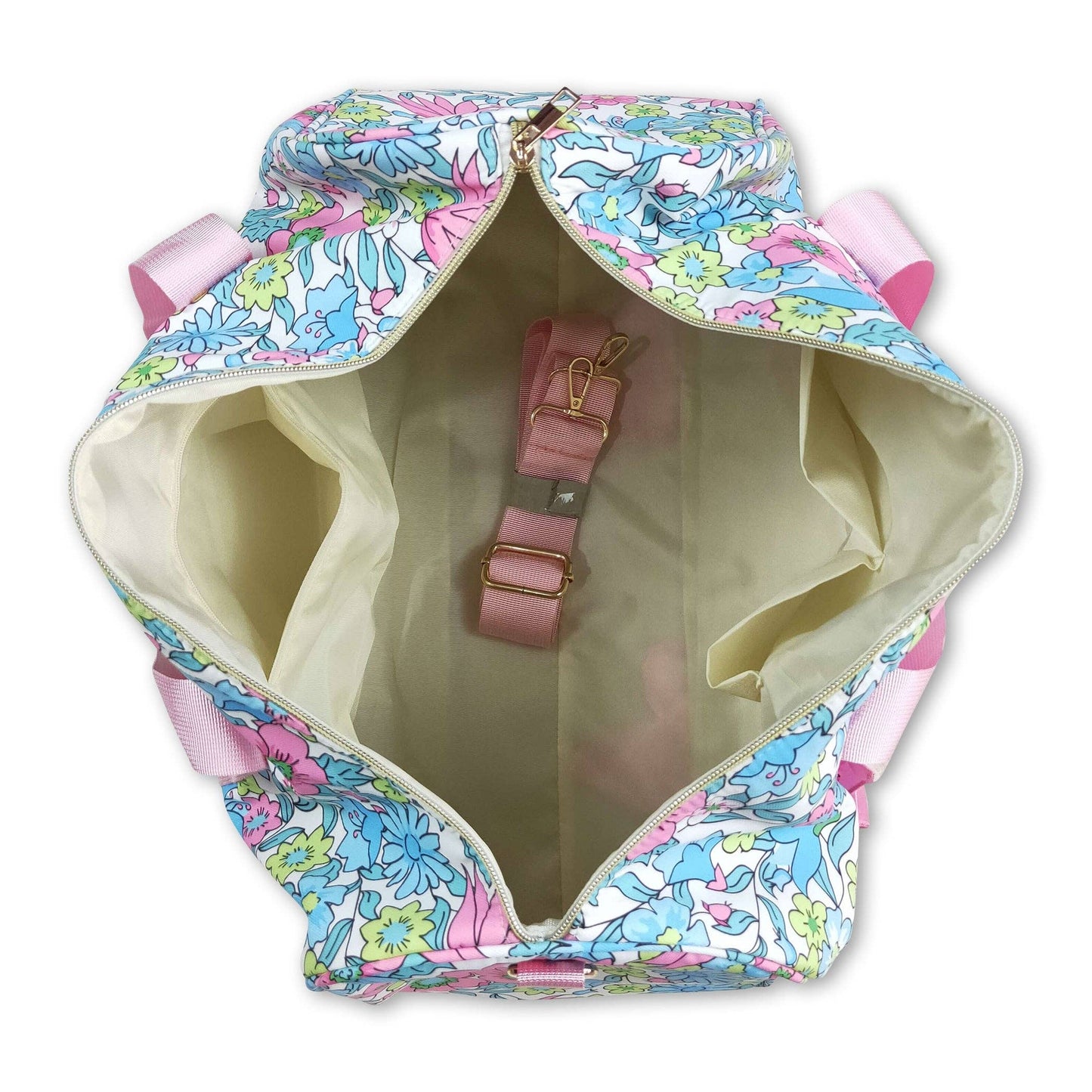 Pink Ruffle Floral Duffel Bag