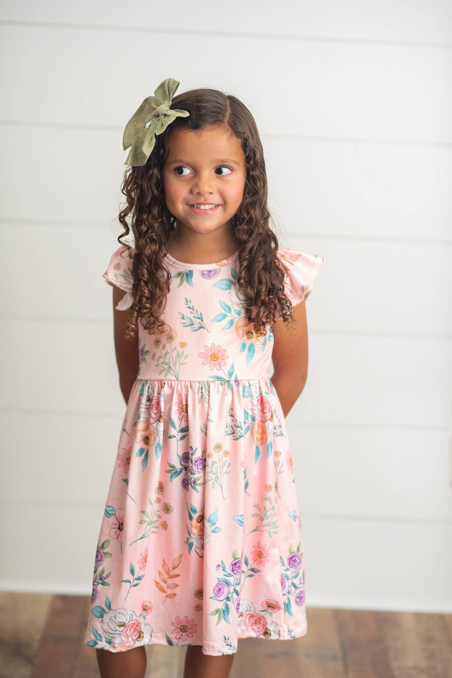 Kids Blush Dainty Floral Claire Spring Easter Flutter Dress