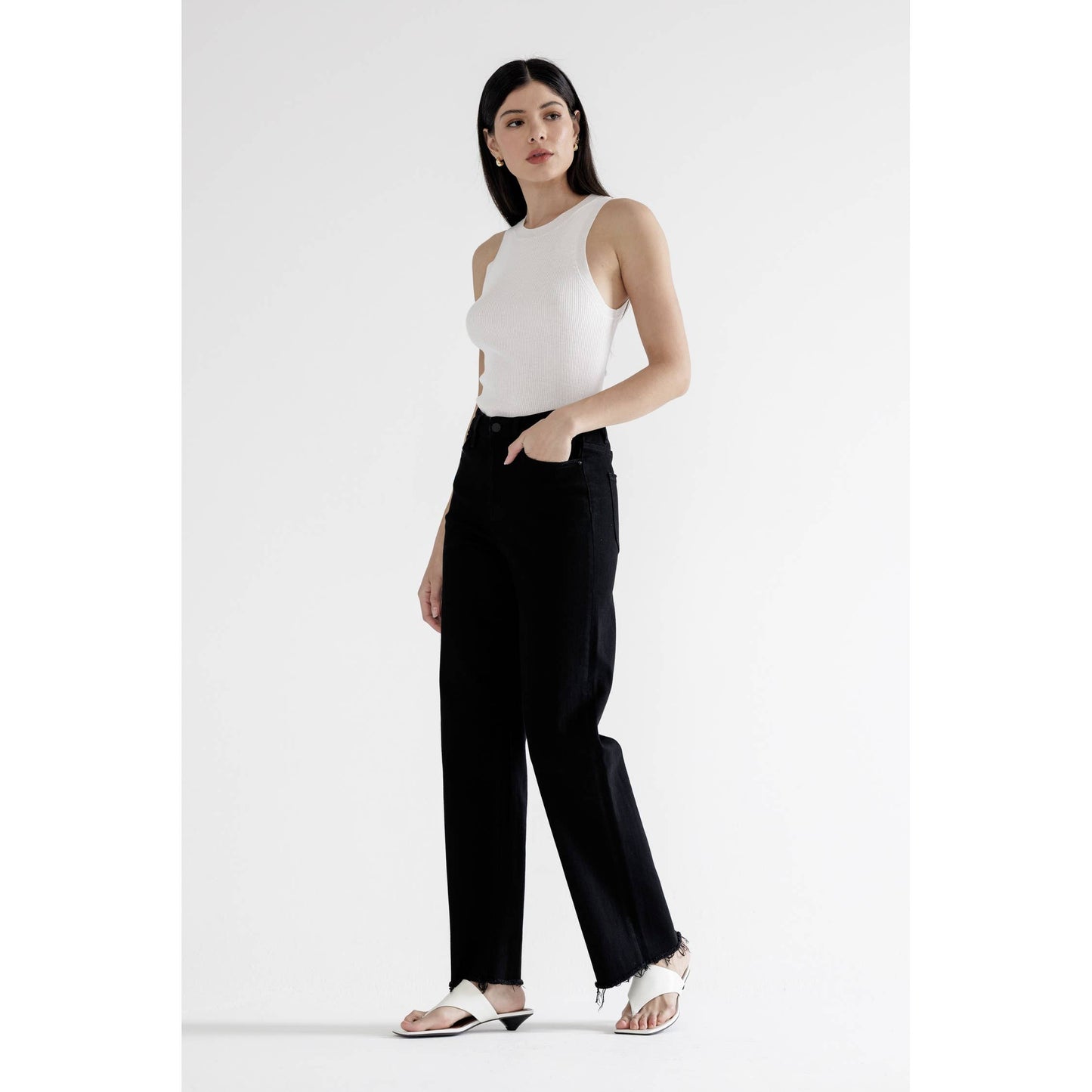 MICA HIGH RISE SLIM WIDE WITH RAW HEM