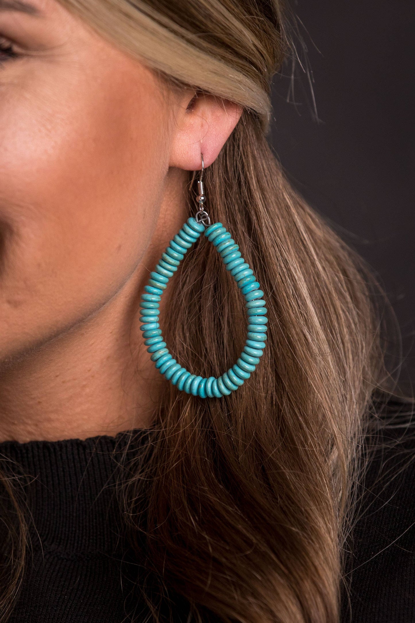 Turq Rondel Teardrop Earring