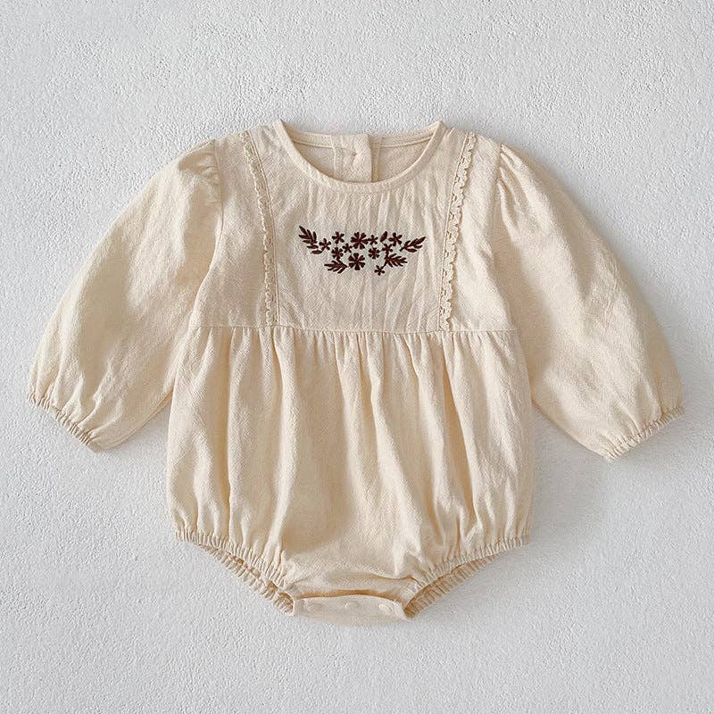 Toddler Girl Fall Outfit Embroidered Dress Baby Romper - Multiple Colors Available