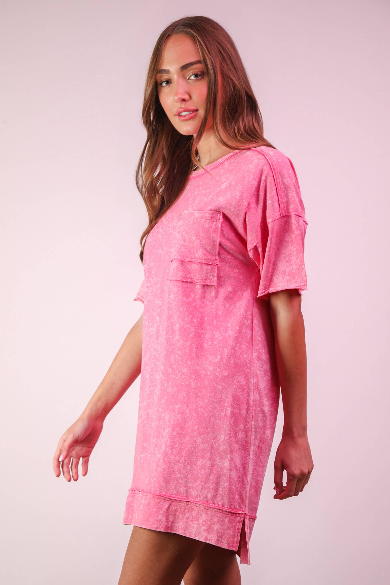 Mineral Washed Knit Oversized Shift Mini Dress
