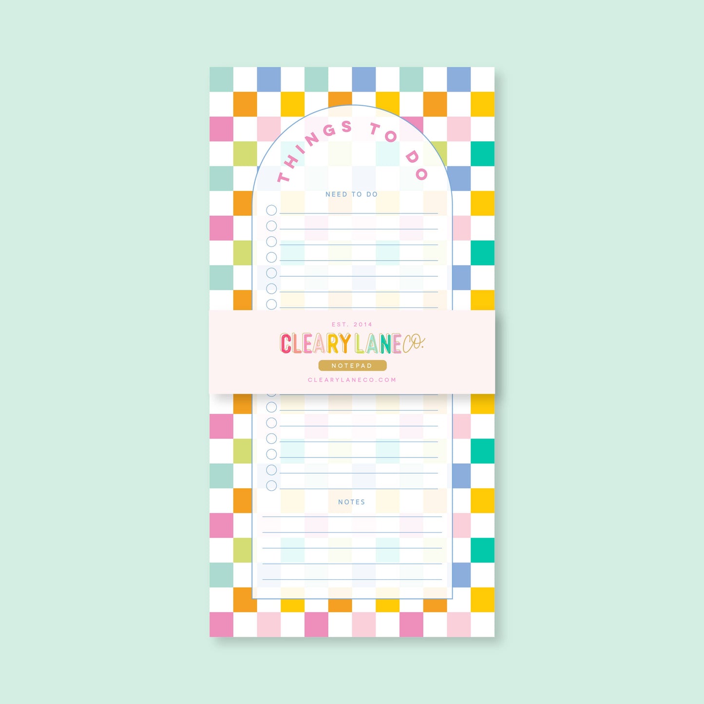 List Notepad | 4.25"x8.5" | Rainbow Checkers