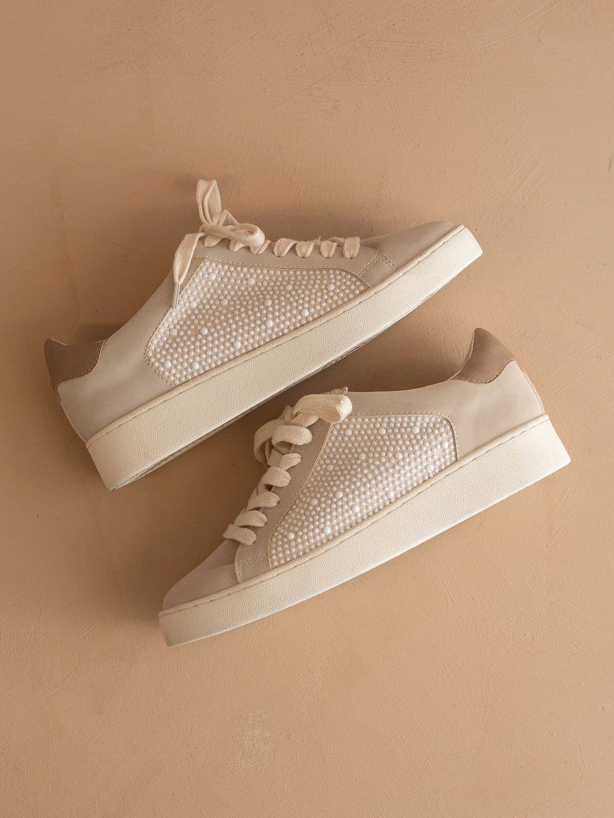 The Berne Light Grey | Pearl Studded Paneled Sneaker