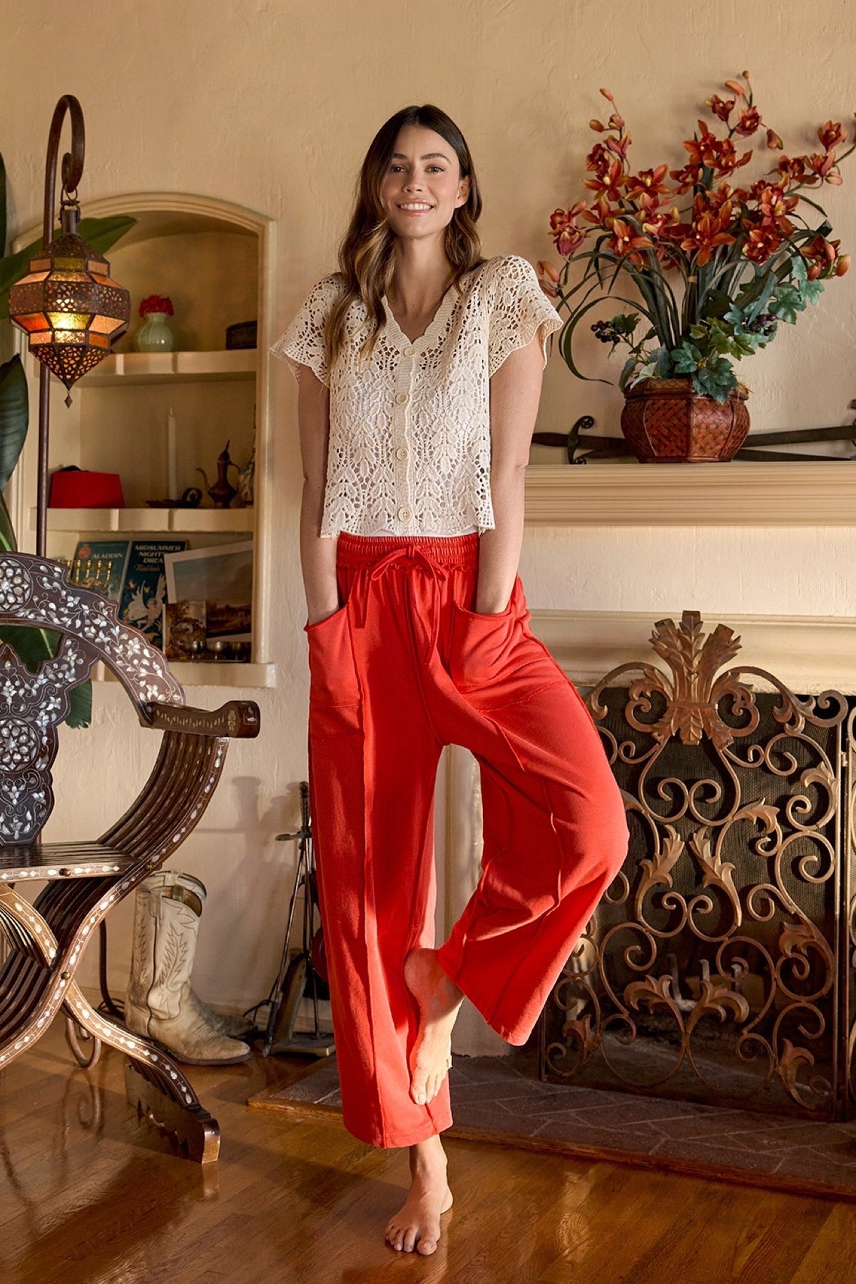 Mineral Wash Barrel Fit Utility Knit Pants
