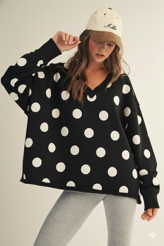 Bohemela Polka Dots V Neck Loose Fit Top.