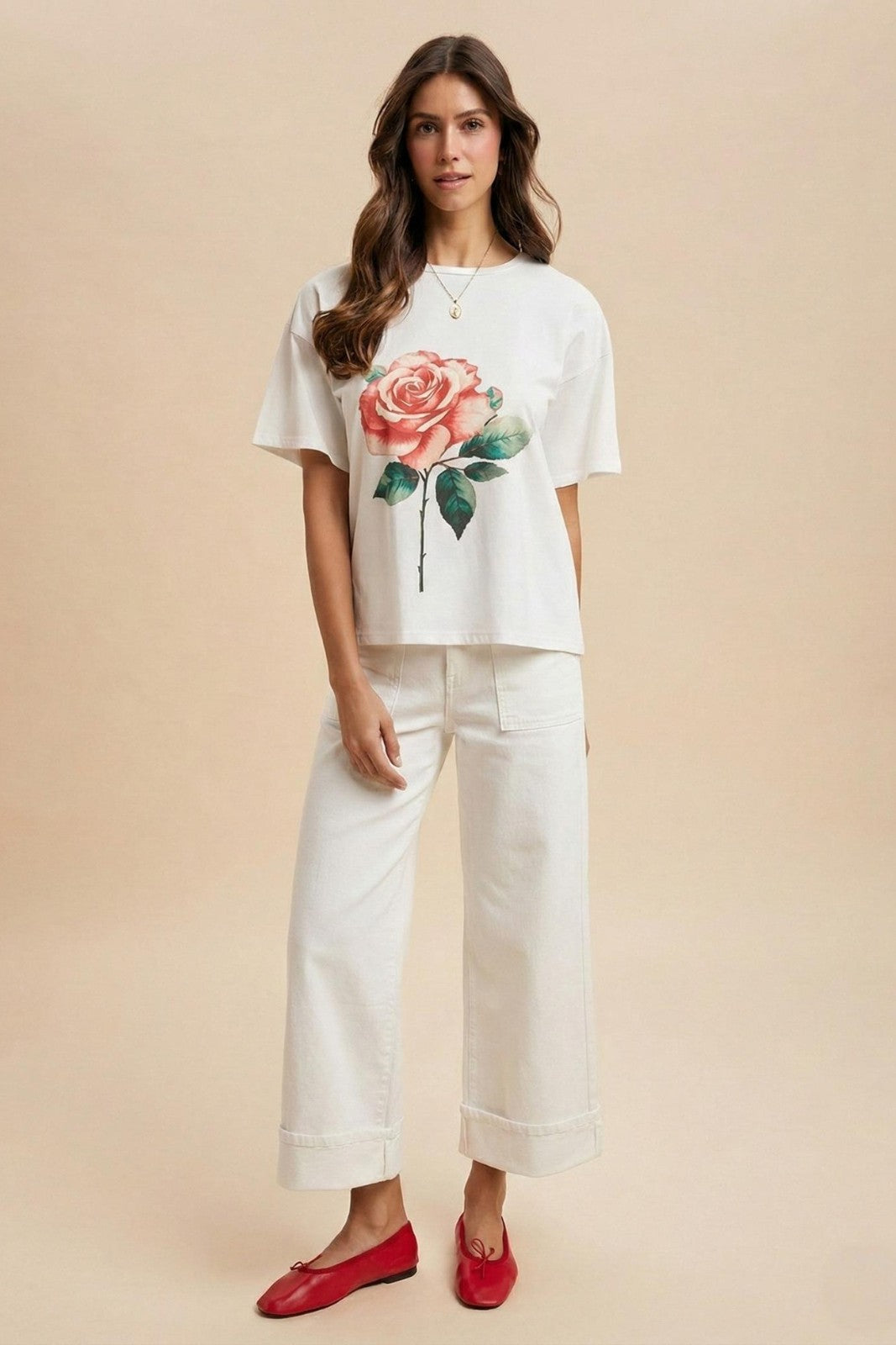 White Comfort Stretch Wide Leg Cuff Jeans