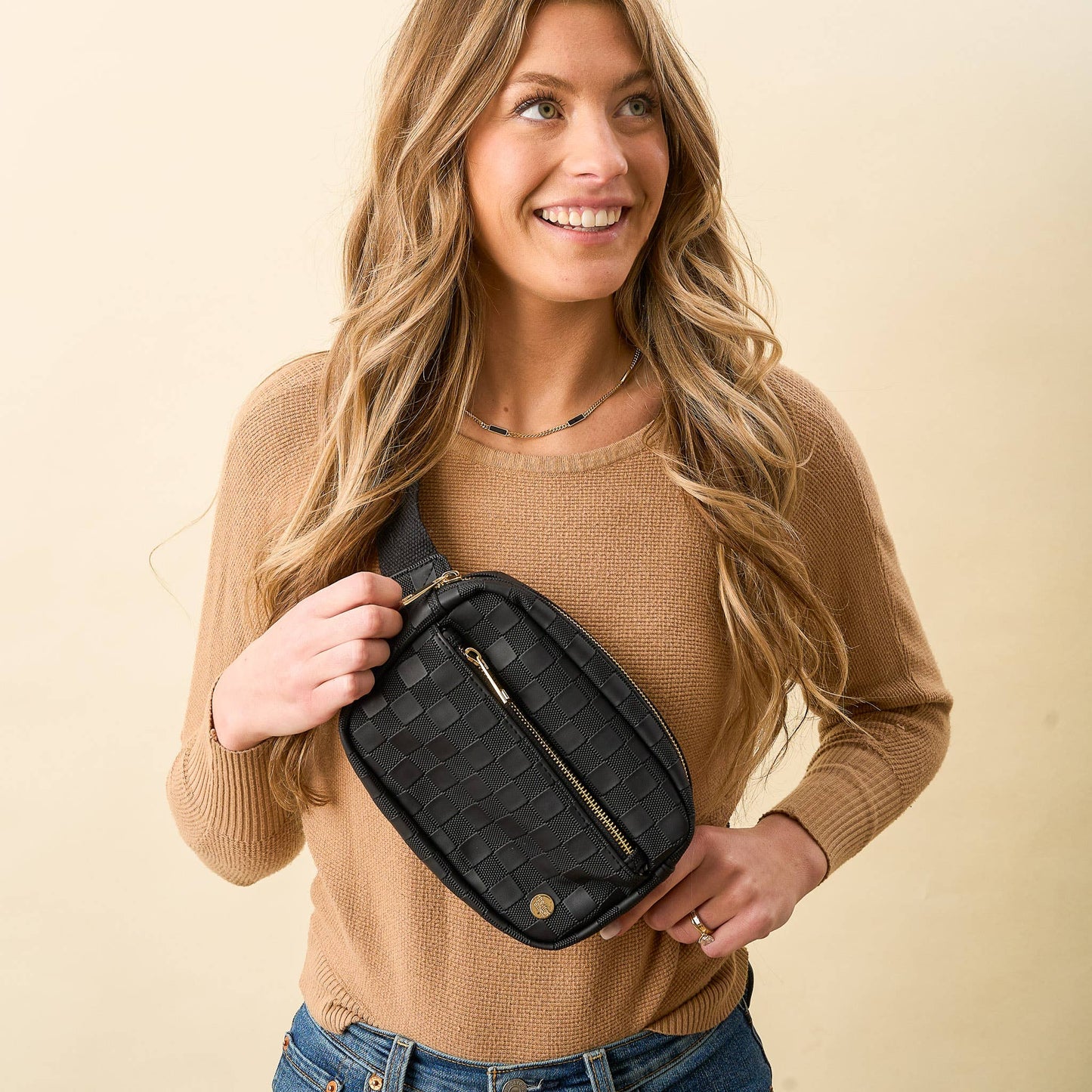 Urban Check Belt Bag-Black
