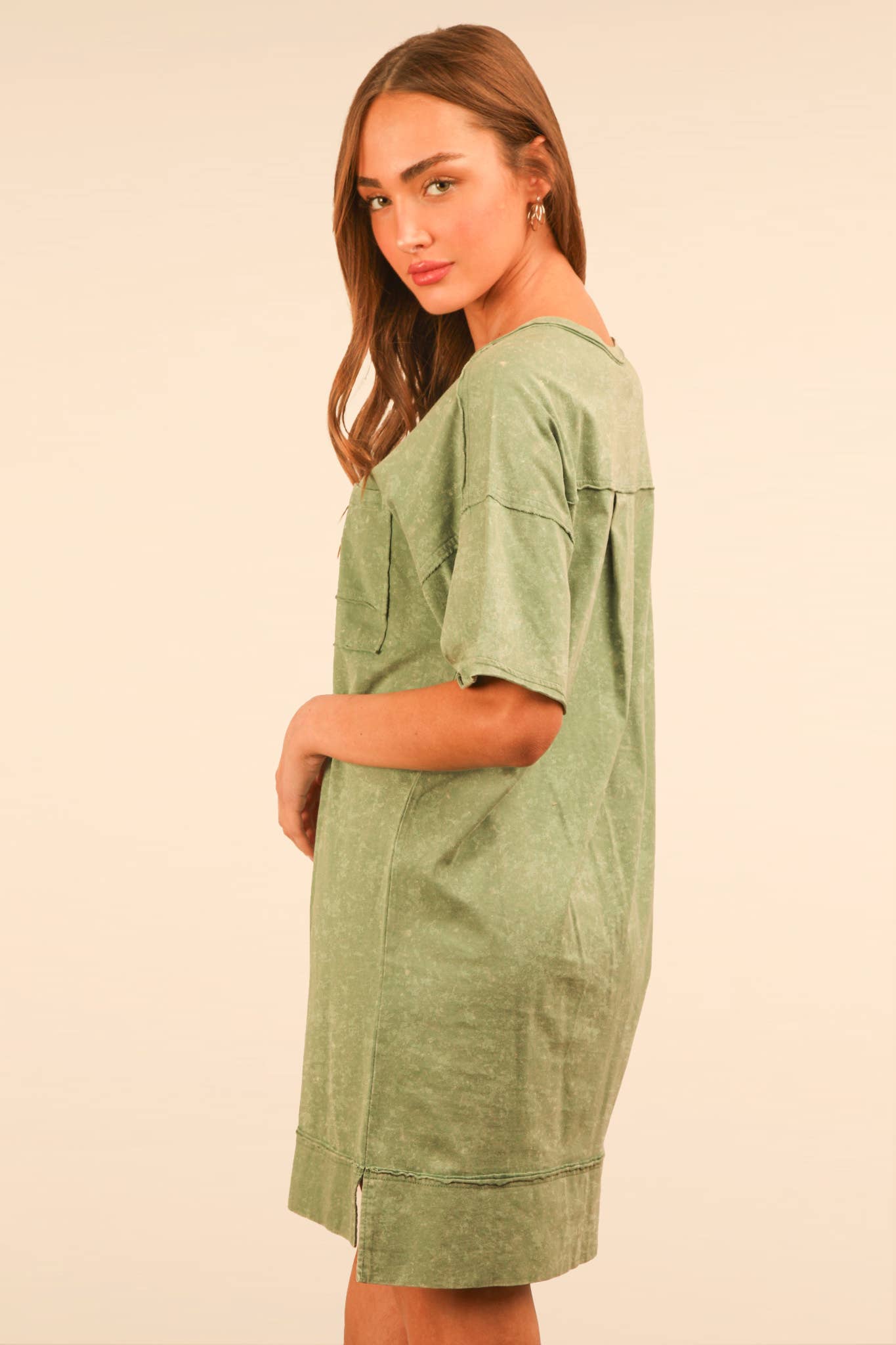 Curvy Mineral Washed Knit Shift Mini Dress
