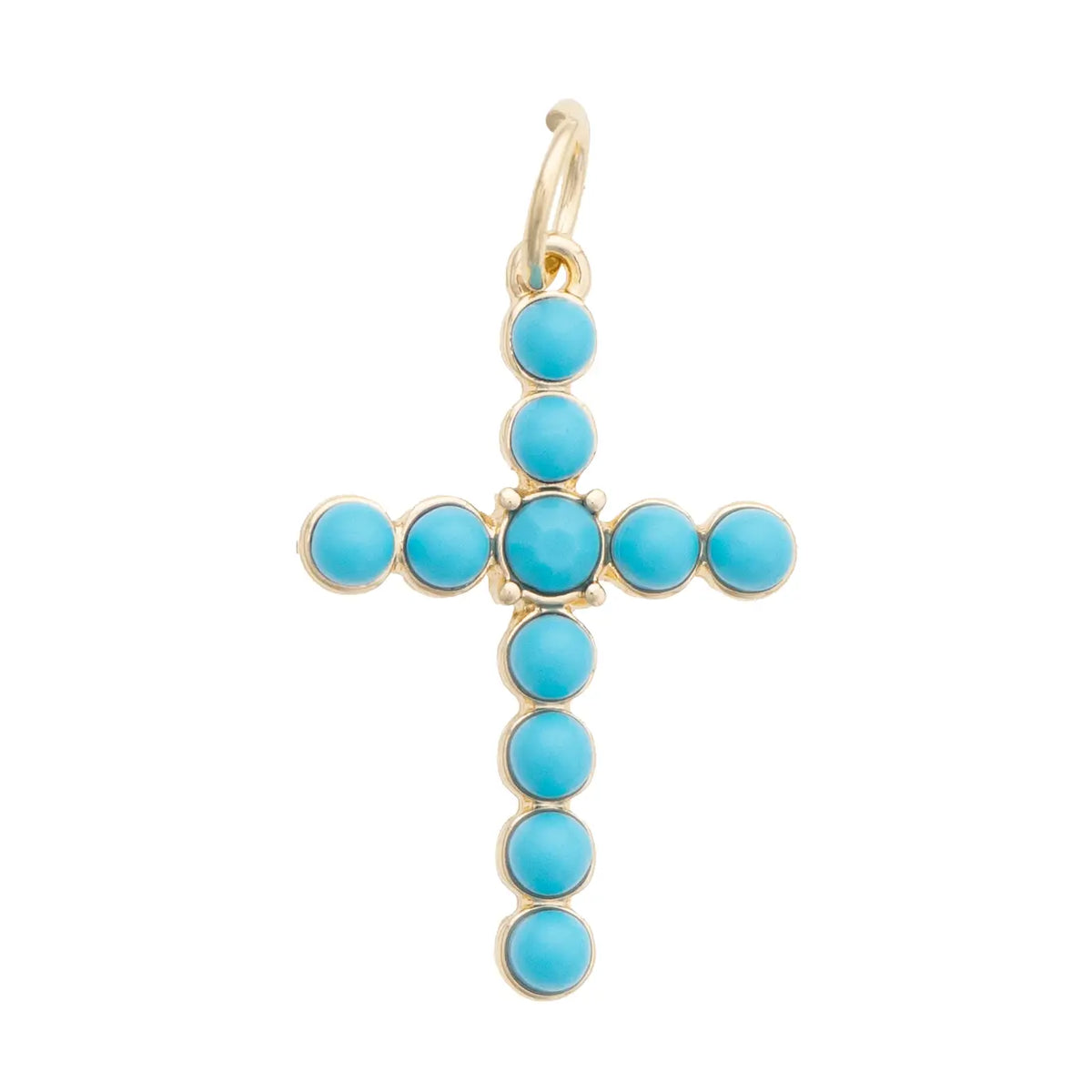 Studded Cross Charm in Turquoise