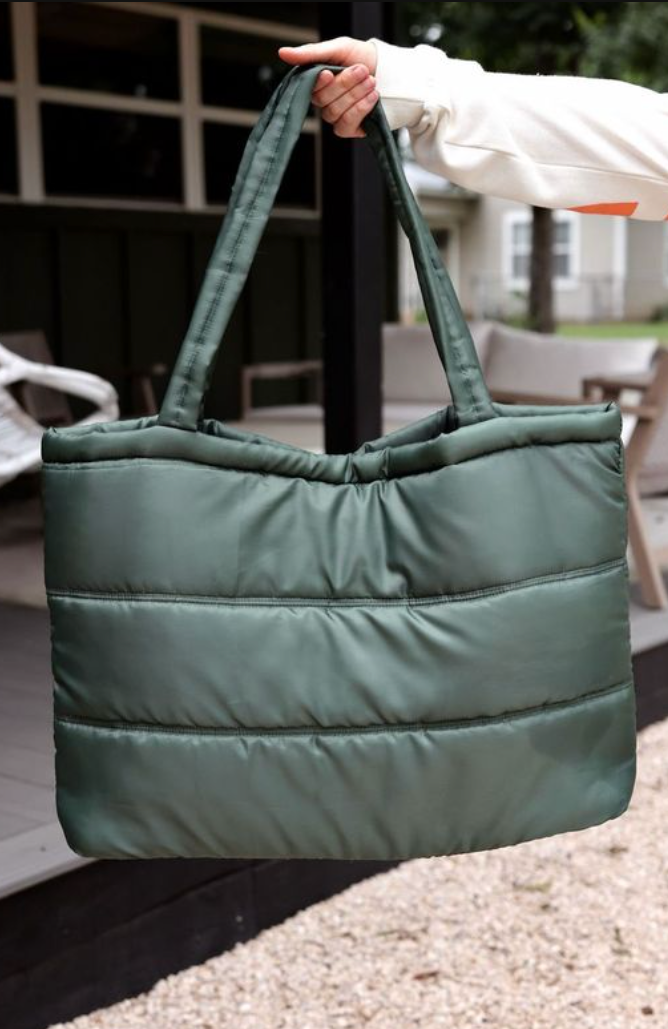 Carry All Puffer Tote- Mama (Olive)