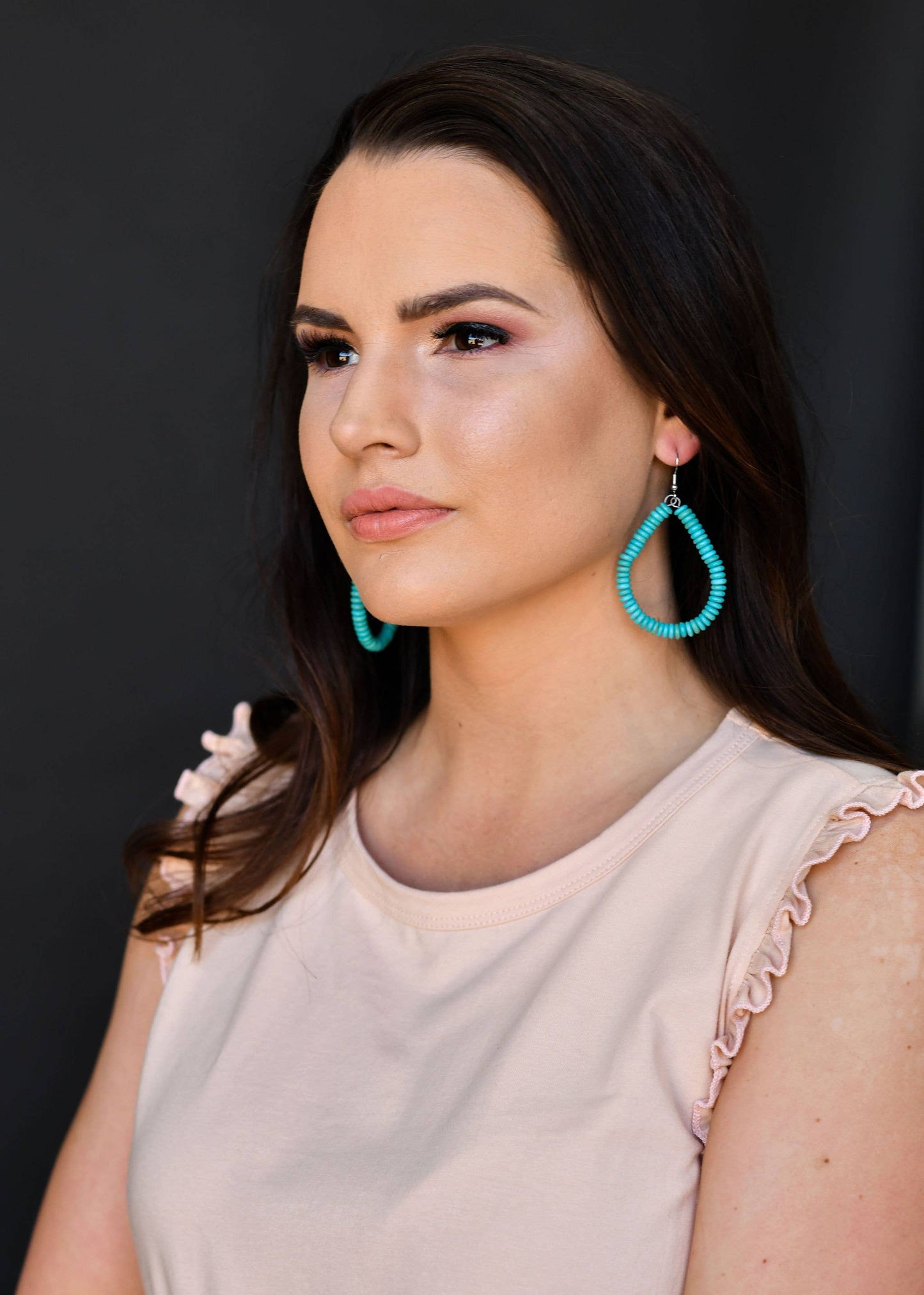 Turq Rondel Teardrop Earring