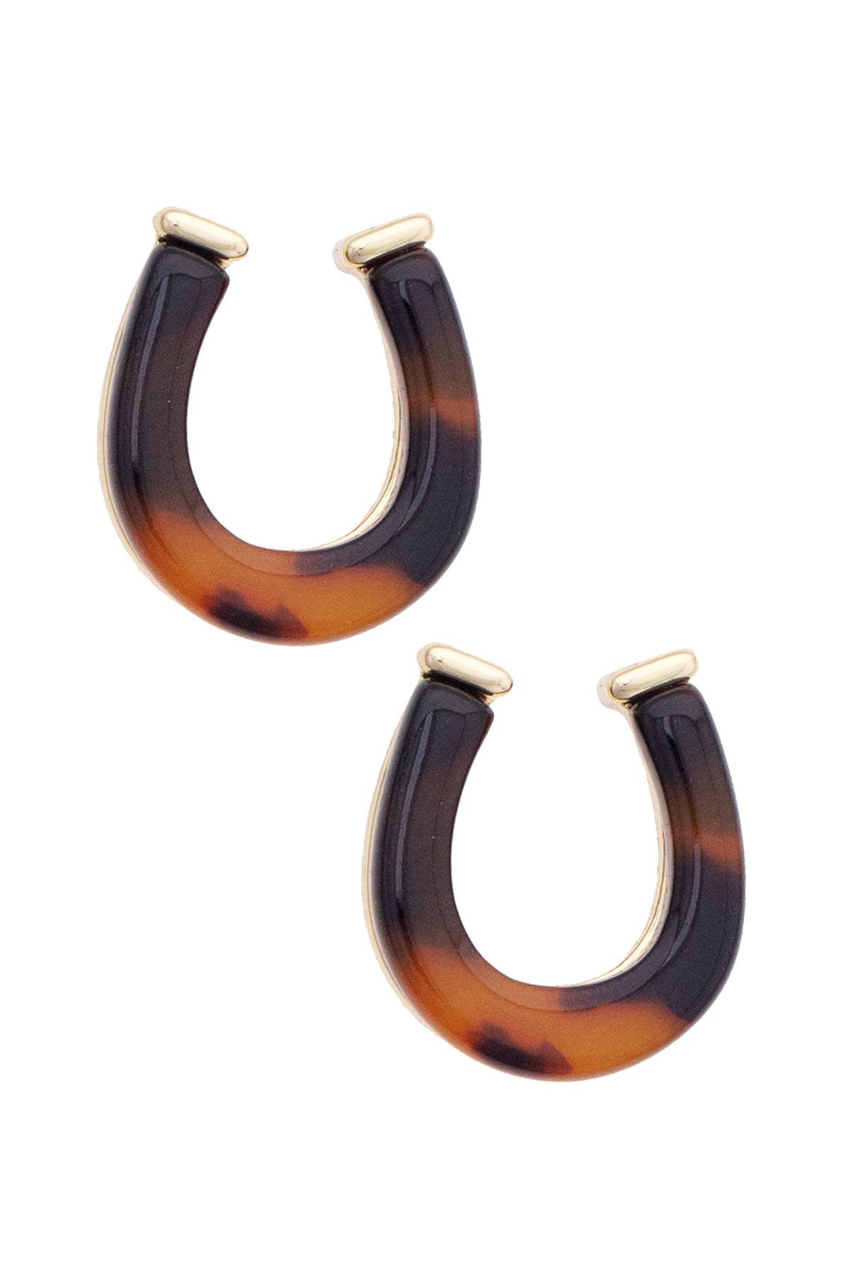 Ralphie Horseshoe Stud Earrings in Tortoise