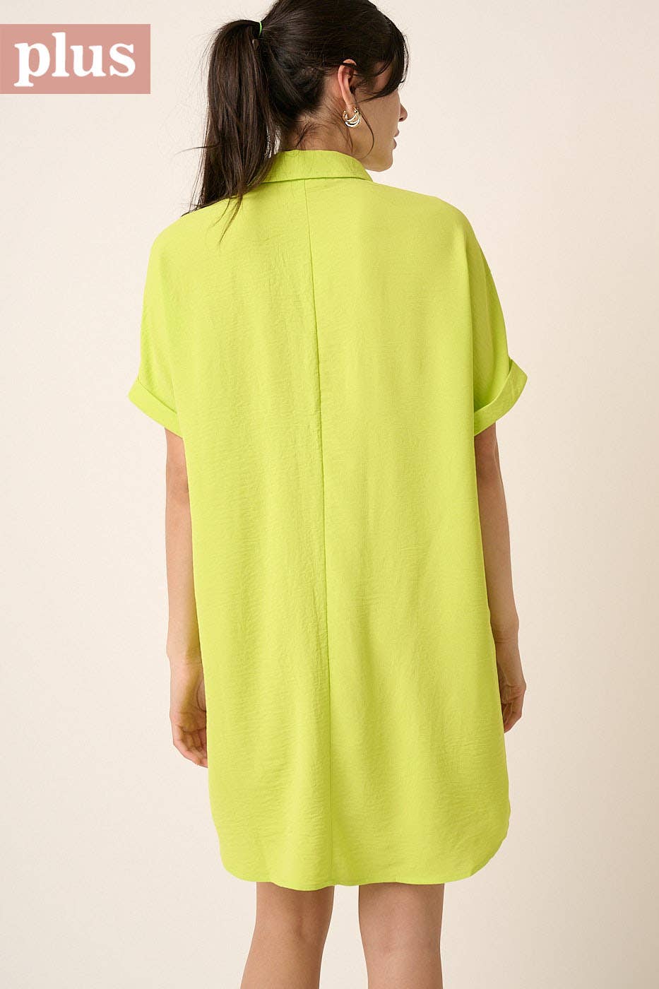 PLUS AIRFLOW DOLMAN SHORT SLEEVE MINI SHIRT DRESS