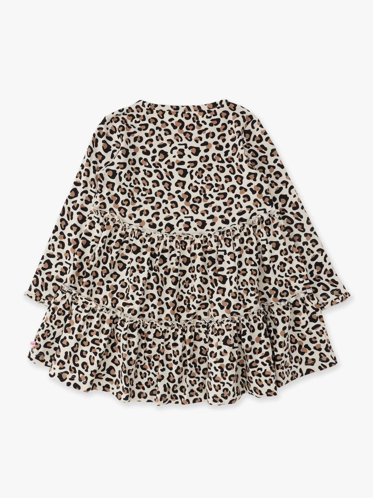 Girls Classic Leopard Knit Ruffle Tiered Tunic Top