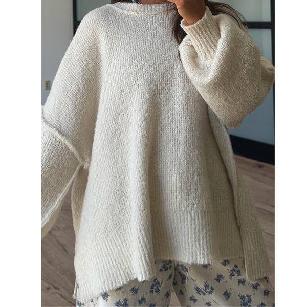 Crewneck Side Slit Sweater