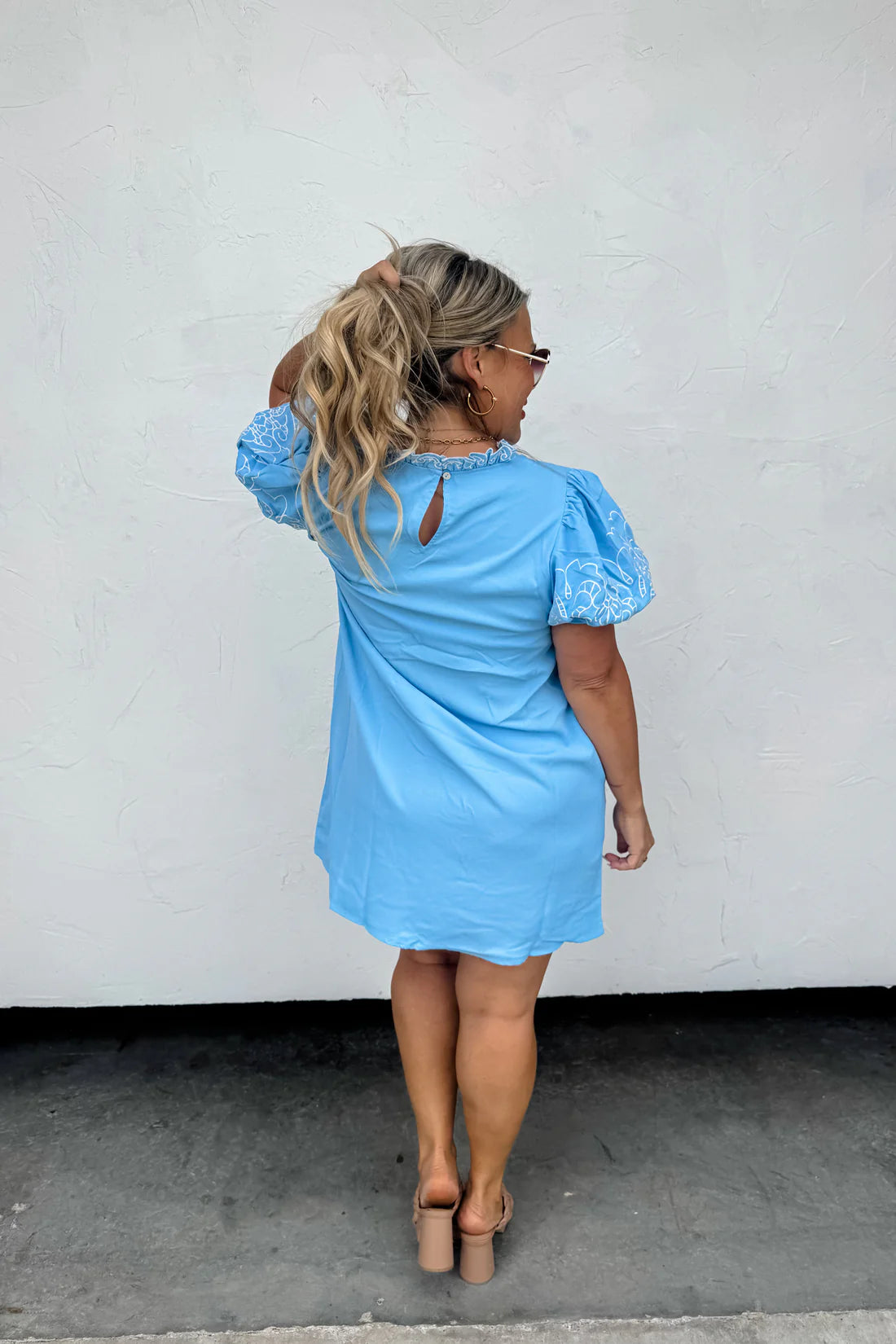 Blue Spring Forward Embroidered Dress