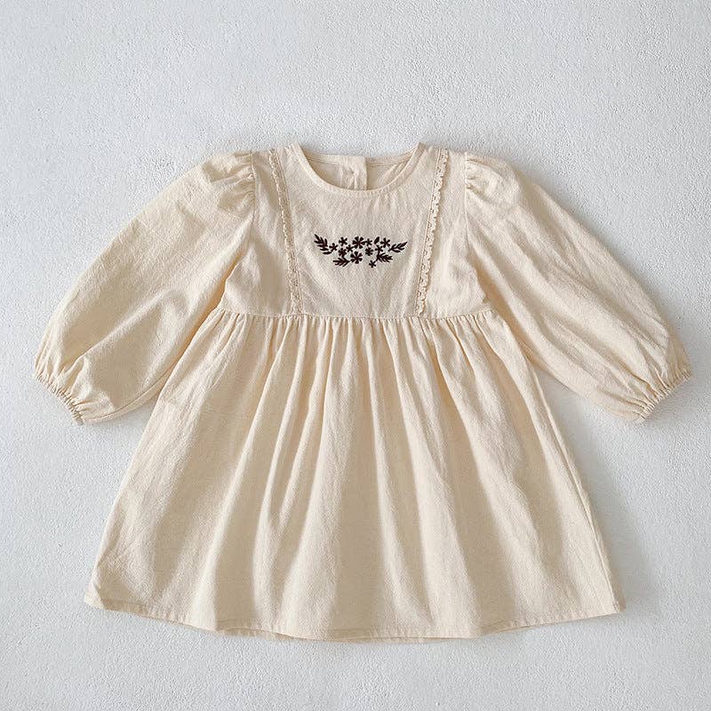Toddler Girl Fall Outfit Embroidered Dress Baby Romper - Multiple Colors Available
