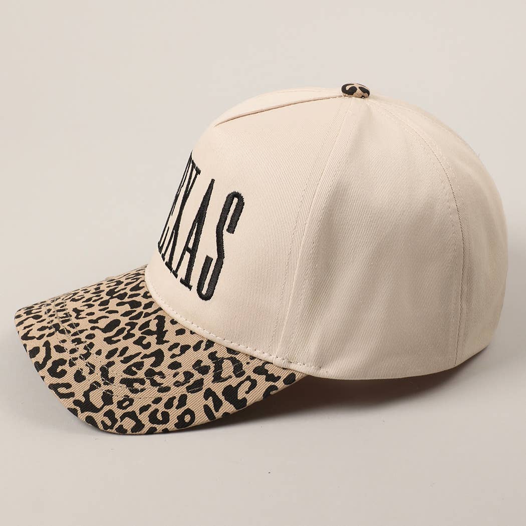 TEXAS Embroidery Leopard Two-Tone Trucker Hat