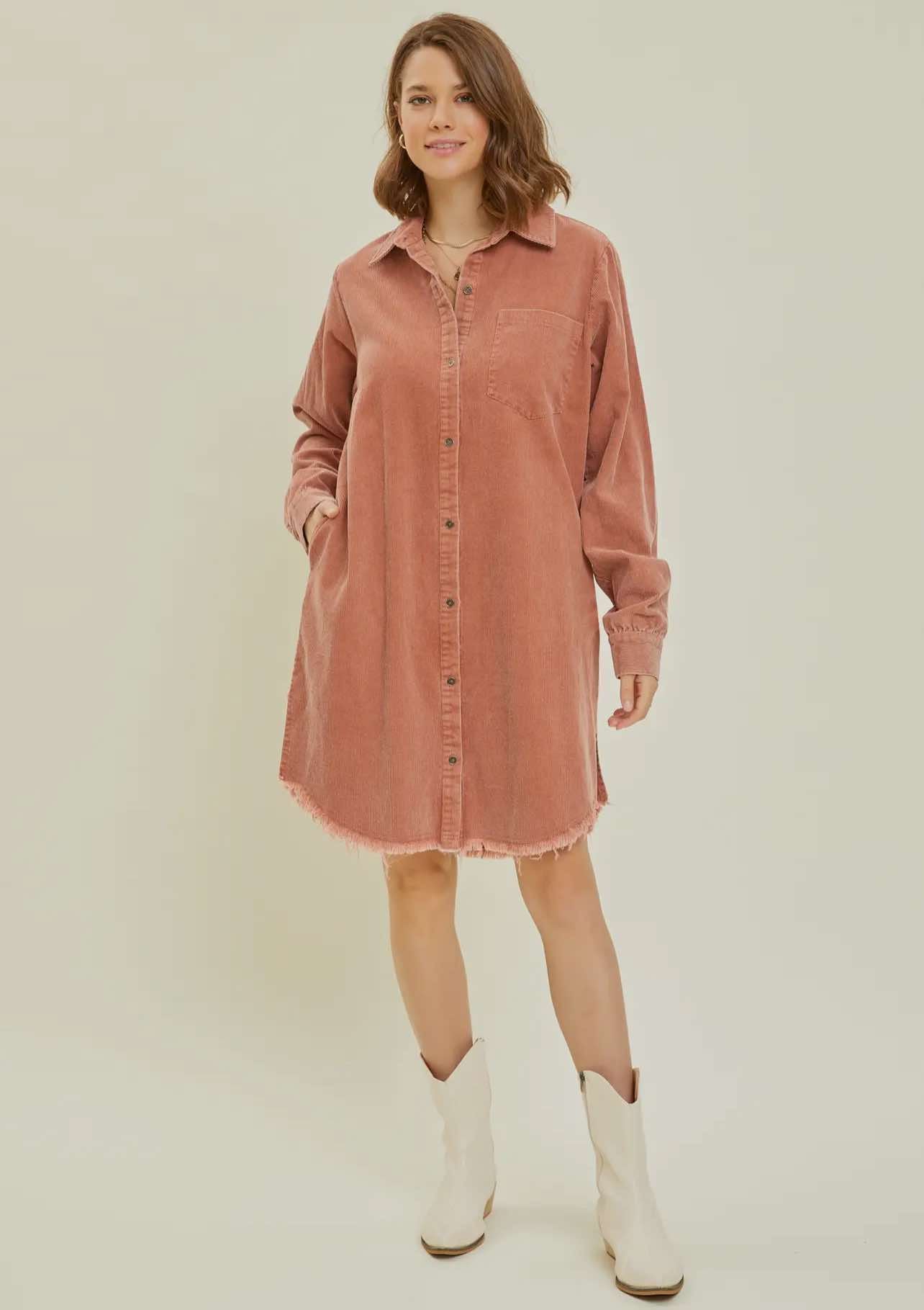 Warm Sienna Corduroy Dress