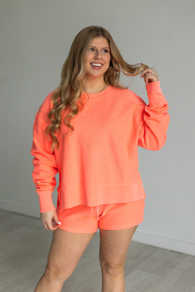 Neon Corded Coral Short