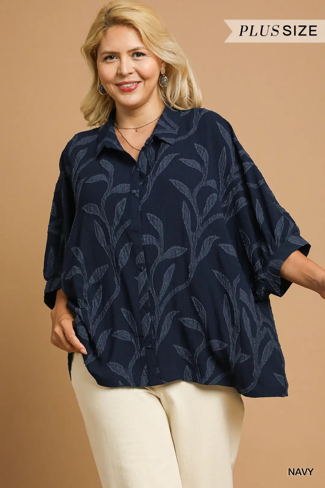 Navy Floral Button Down