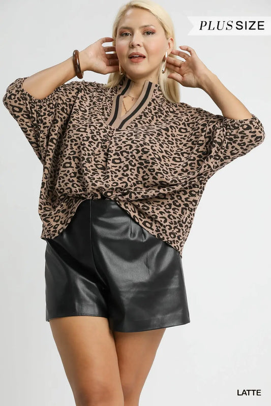 Leopard Jacquard Knit Blouse