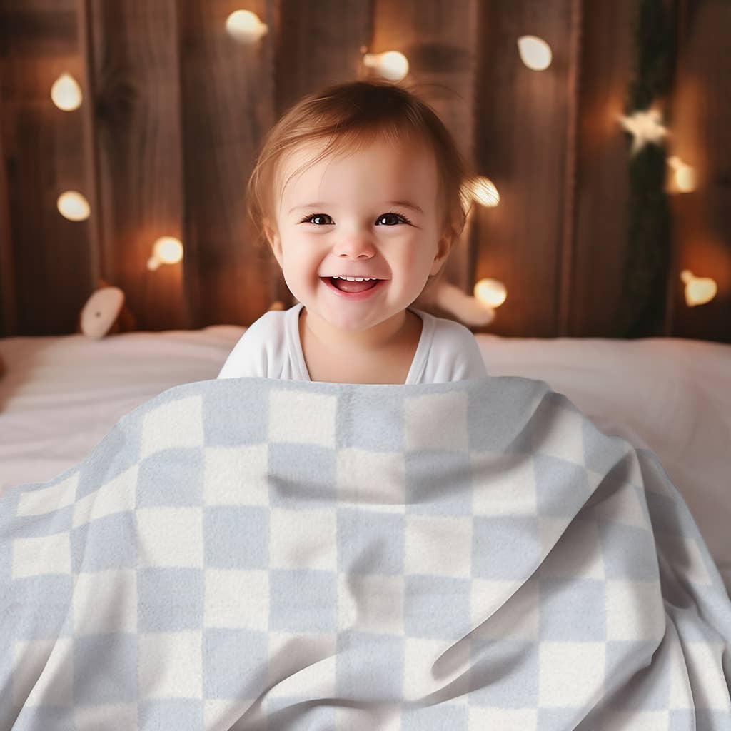 Kids Checkered Pattern Soft Throw Blanket