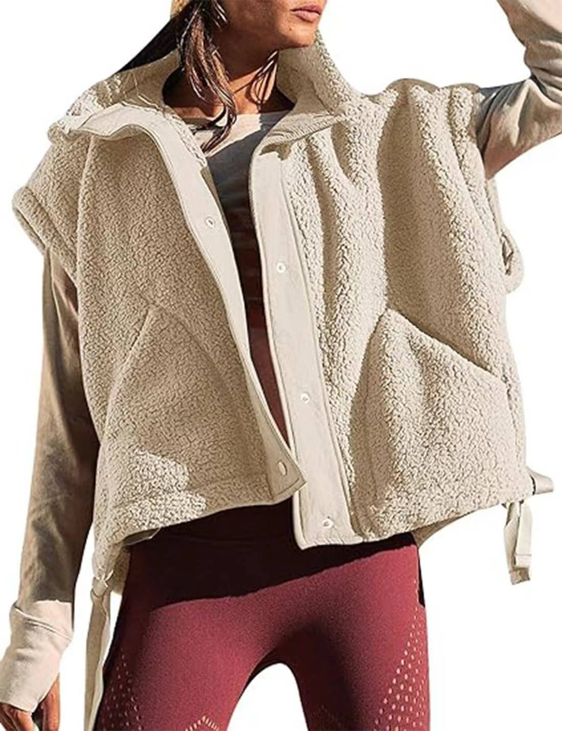Fleece Button Vest Jacket