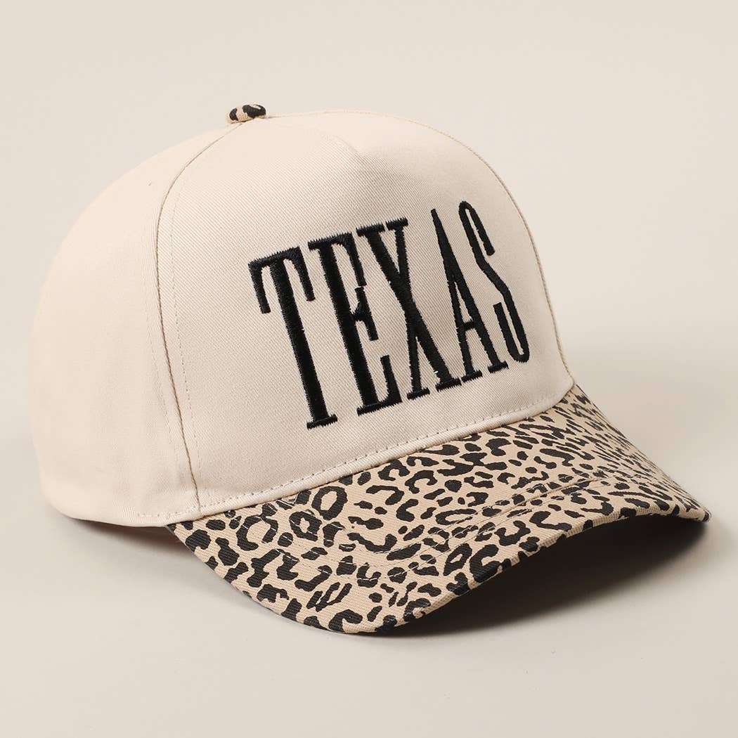TEXAS Embroidery Leopard Two-Tone Trucker Hat