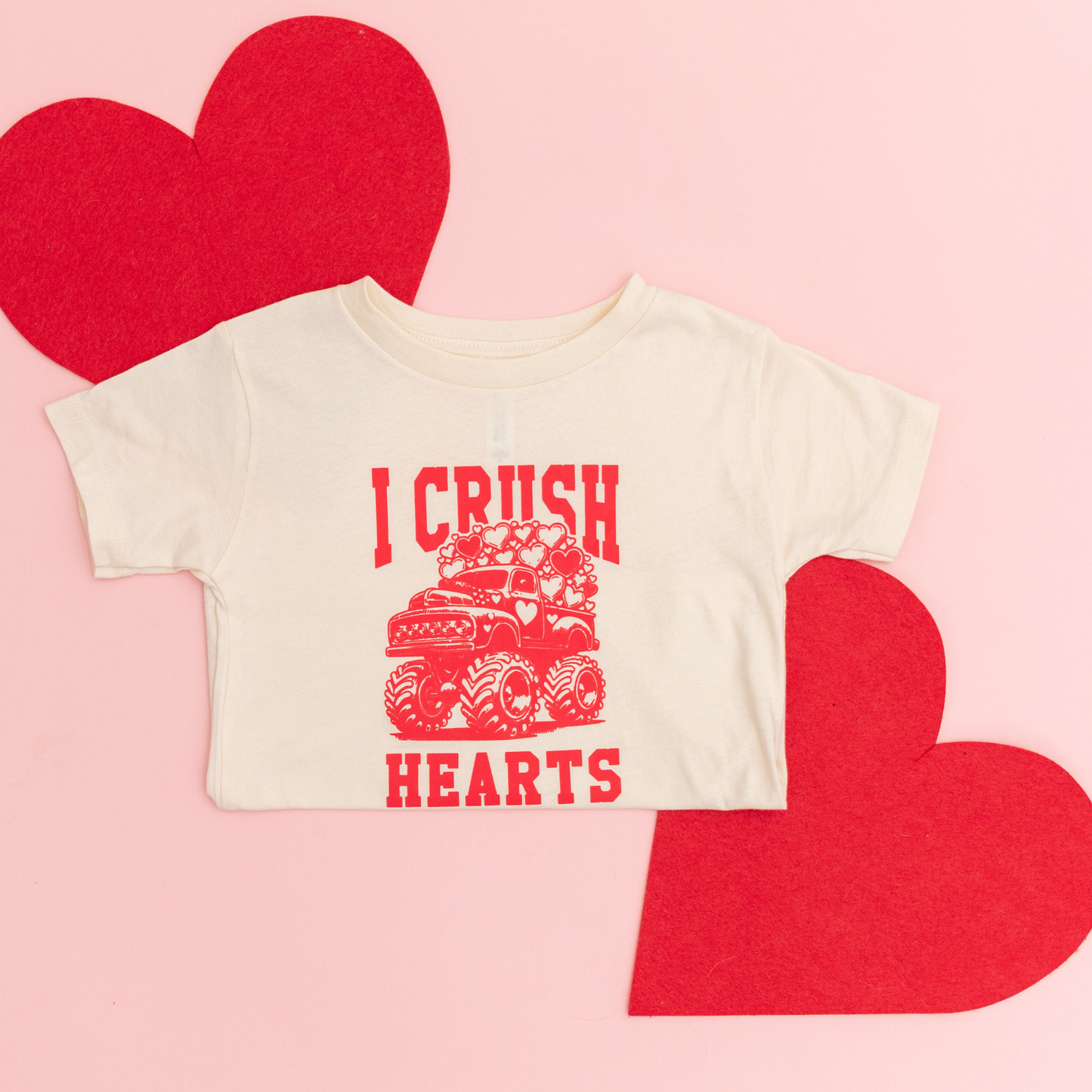 I Crush Hearts Monster Truck Valentines Day Kid Shirt