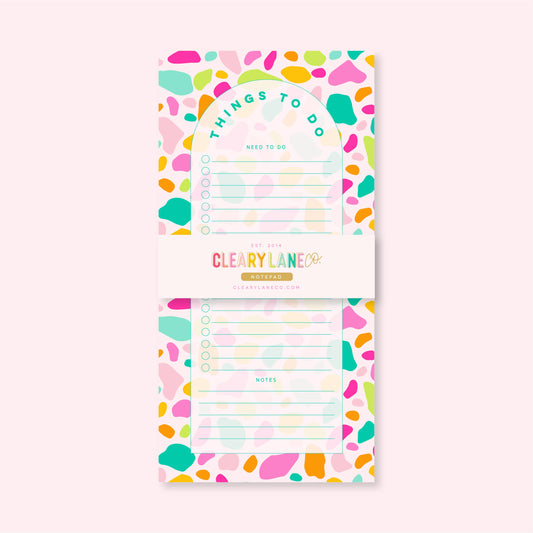 List Notepad | 4.25"x8.5" | Pink Rainbow Terrazzo