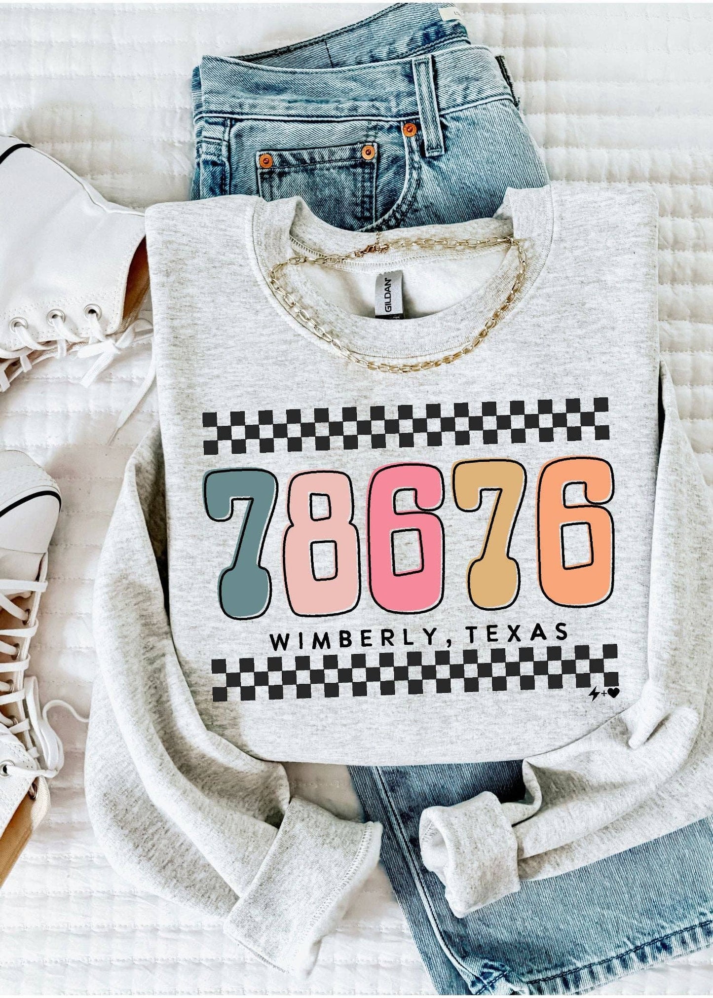 Western Munday Checkered Zip Code Sweatshirt