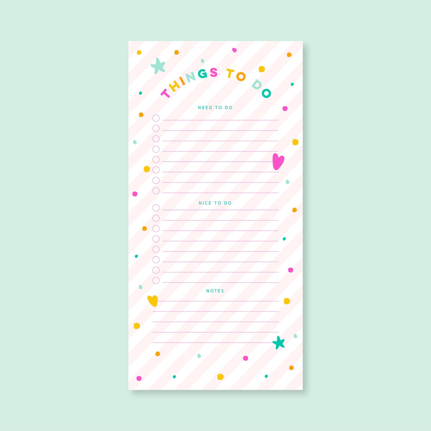 List Notepad | 4.25"x8.5" | Pink Stripes