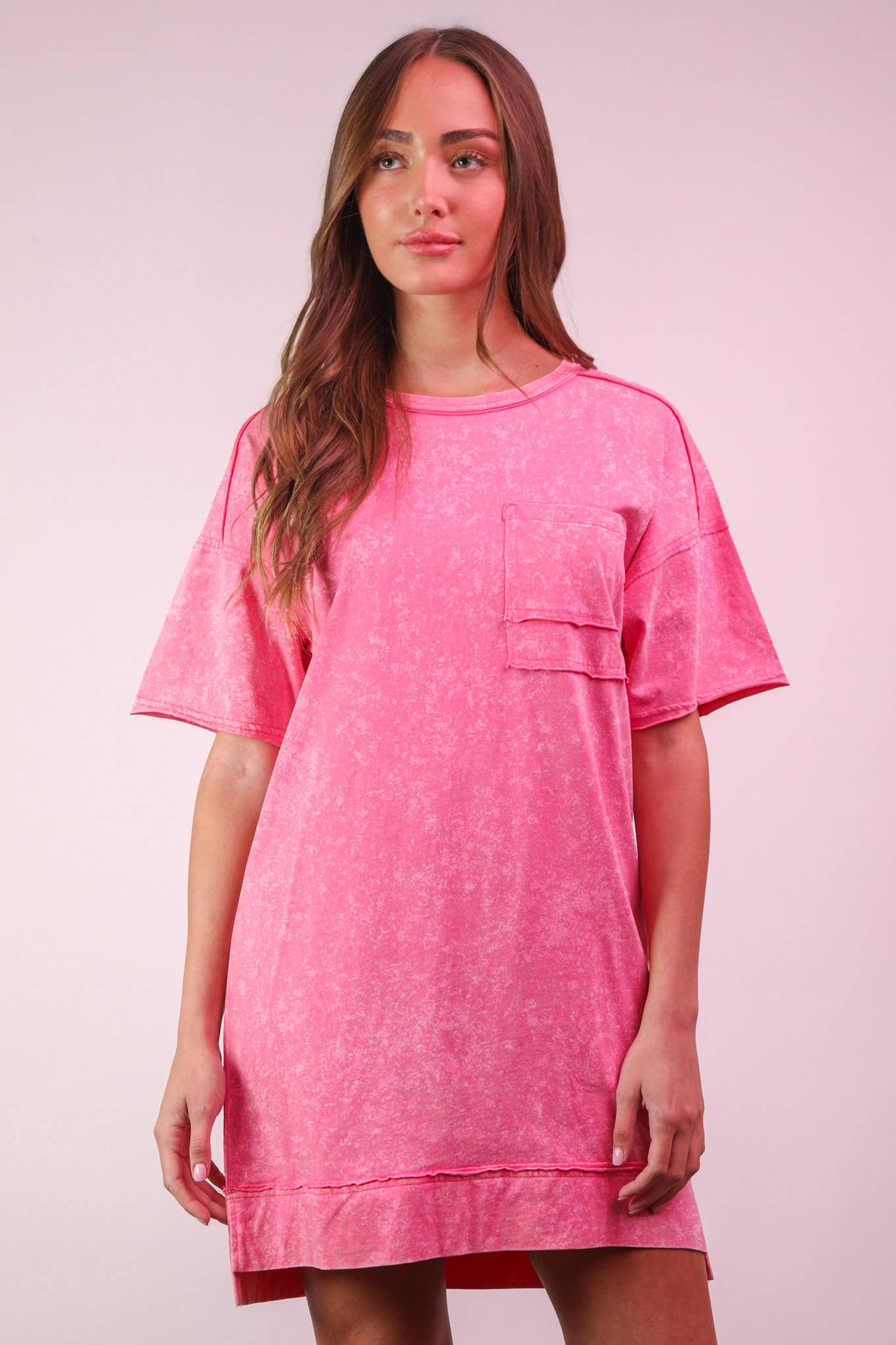 Curvy Mineral Washed Knit Shift Mini Dress