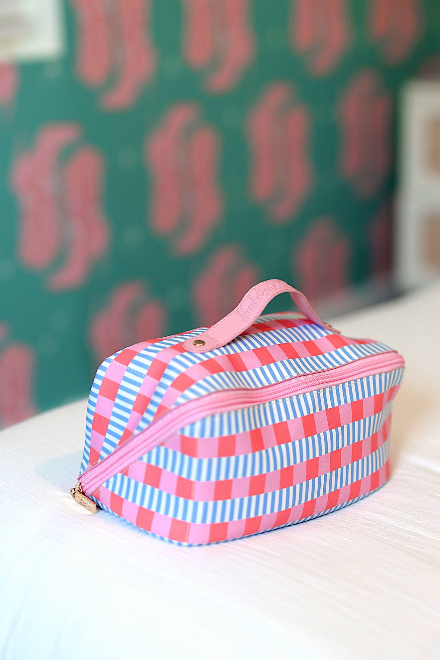 Hold All Make Up Bag - Blaze (Blue/Pink/Orange Checkered)