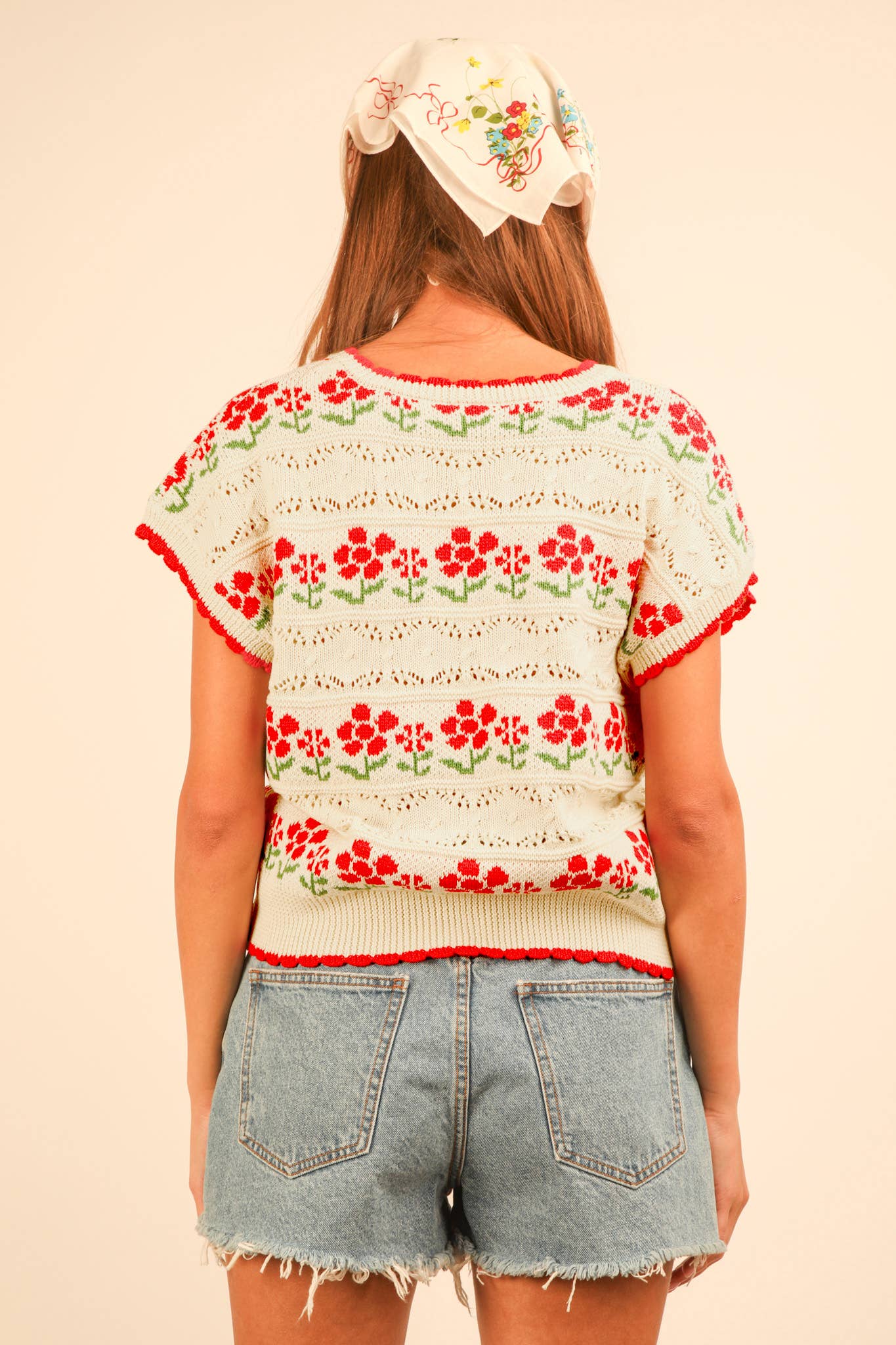 Floral Graphic Knit Sweater Vest