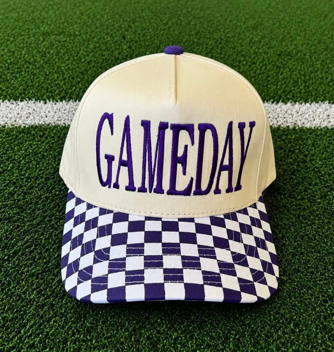Purple GAMEDAY Checkered Hat