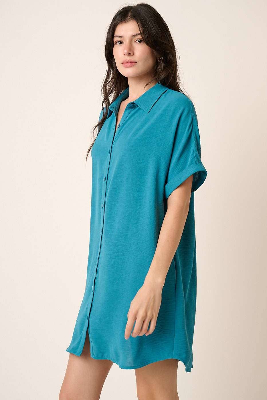 AIRFLOW DOLMAN SHORT SLEEVE MINI SHIRT DRESS