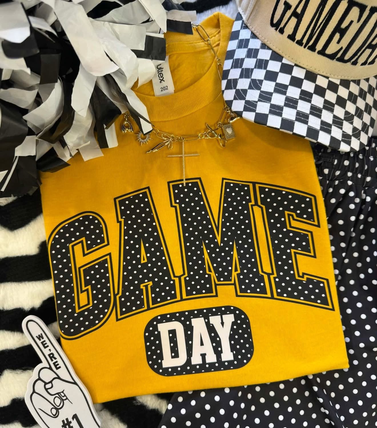 Gold and Black Polka Gameday