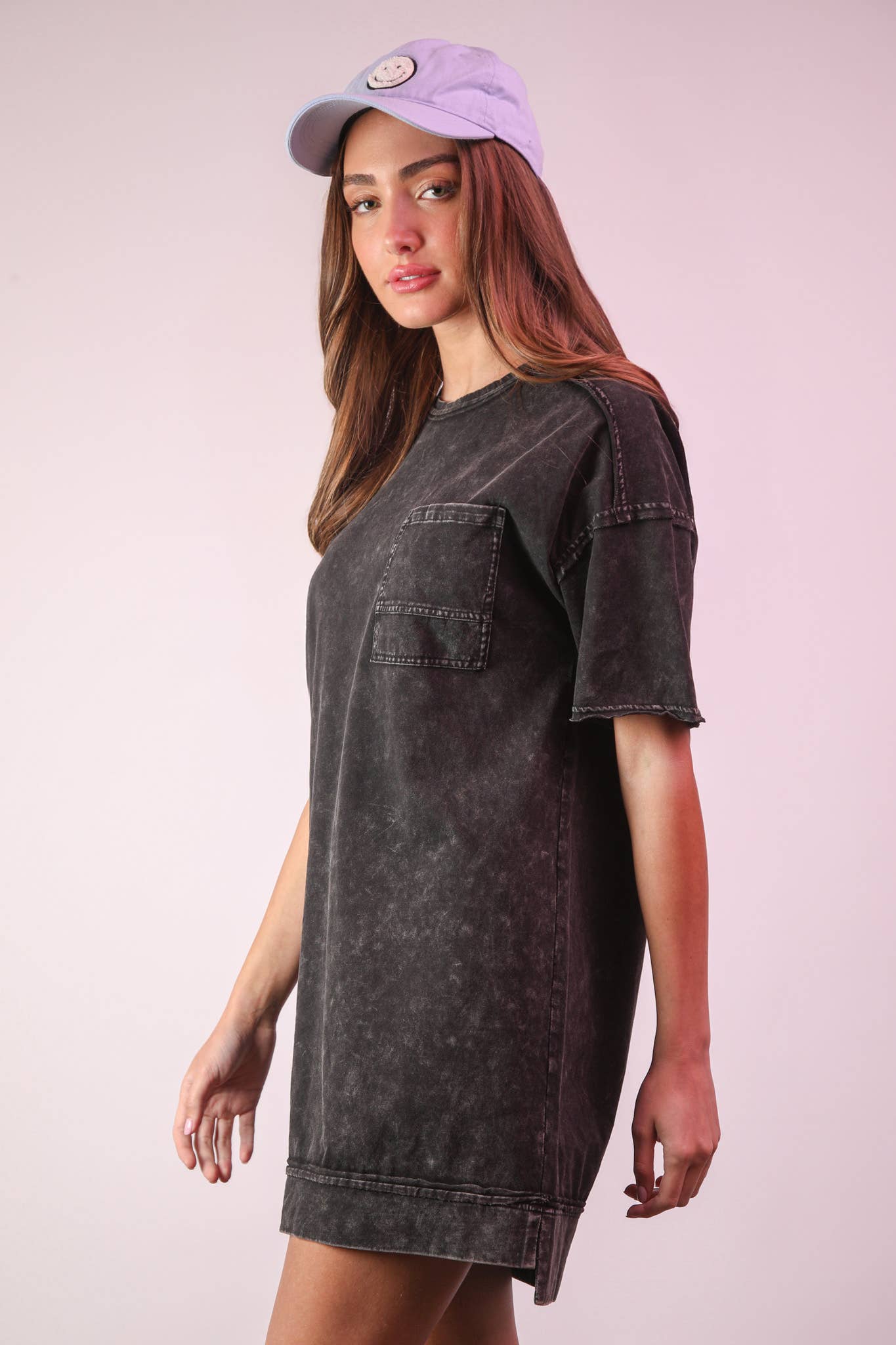 Mineral Washed Knit Oversized Shift Mini Dress