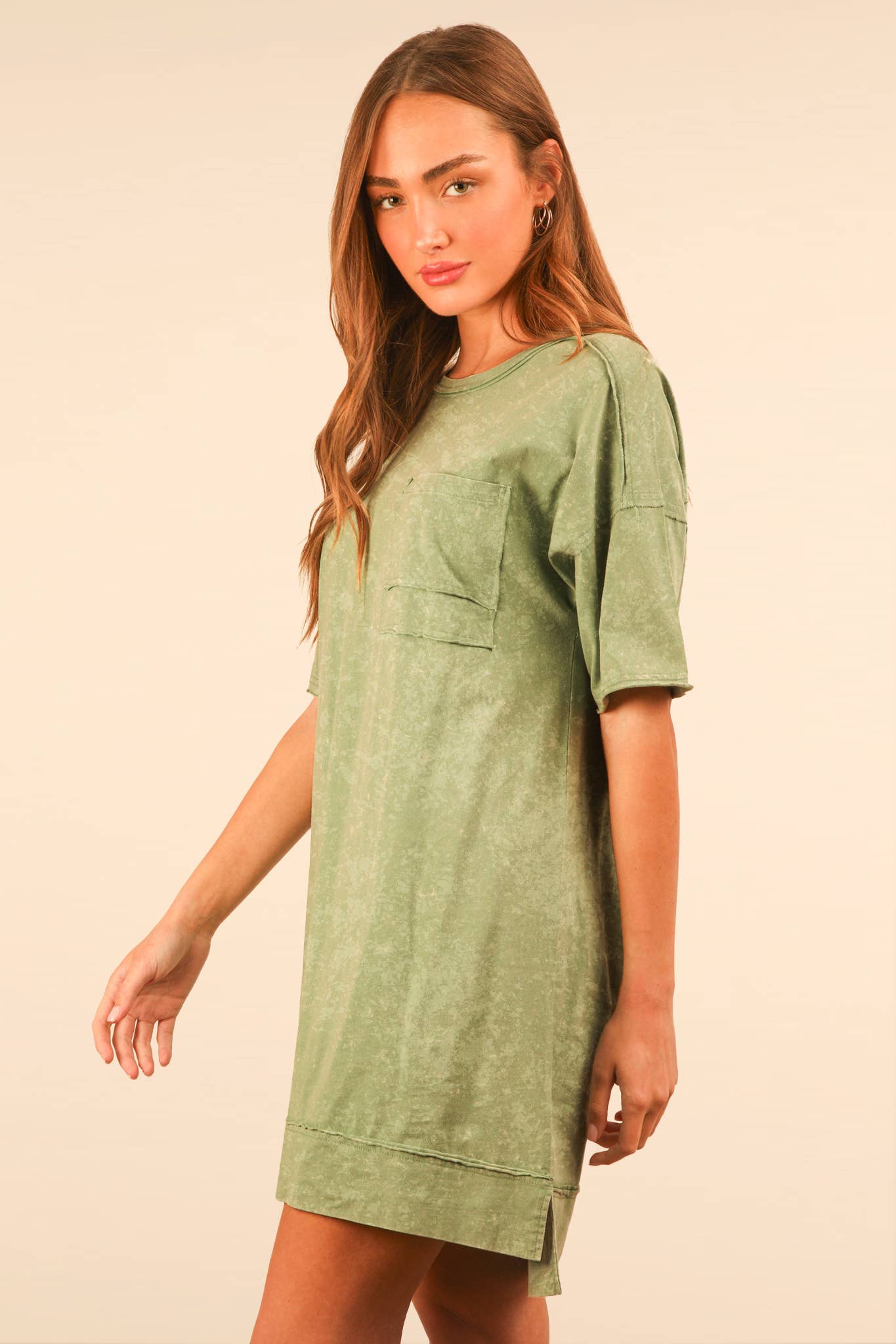 Mineral Washed Knit Oversized Shift Mini Dress