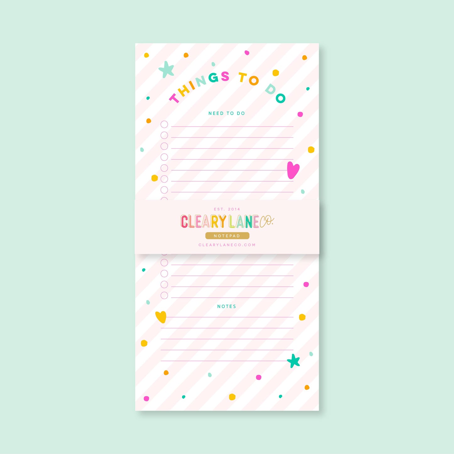 List Notepad | 4.25"x8.5" | Pink Stripes