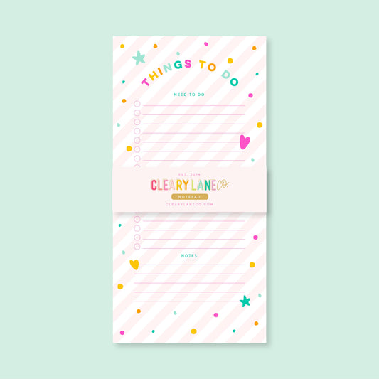 List Notepad | 4.25"x8.5" | Pink Stripes