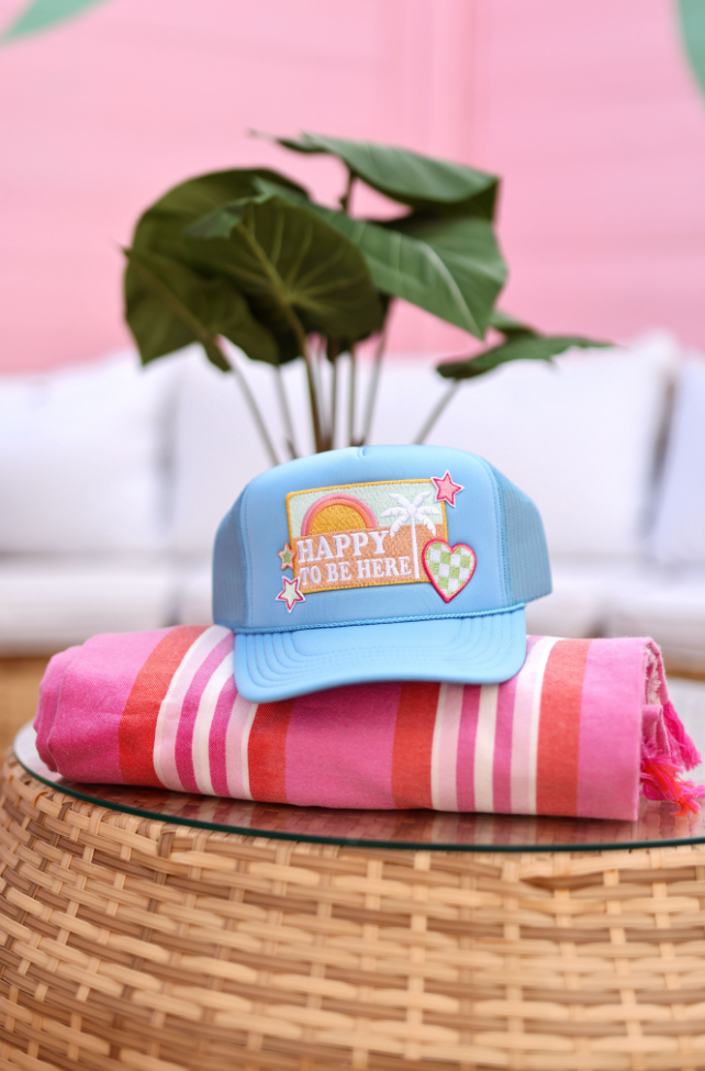 Happy To Be Here - Trucker Hat (Columbia Blue)