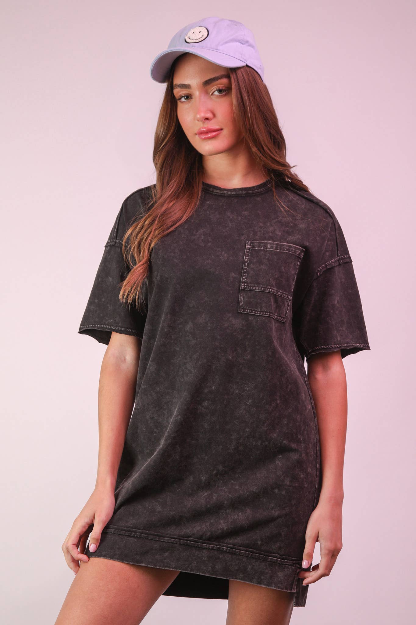 Mineral Washed Knit Oversized Shift Mini Dress
