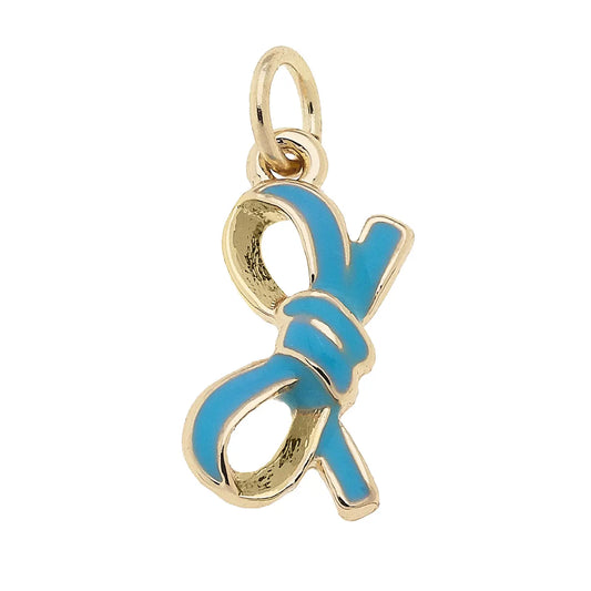 Leaning Enamel Bow Charm in Aqua