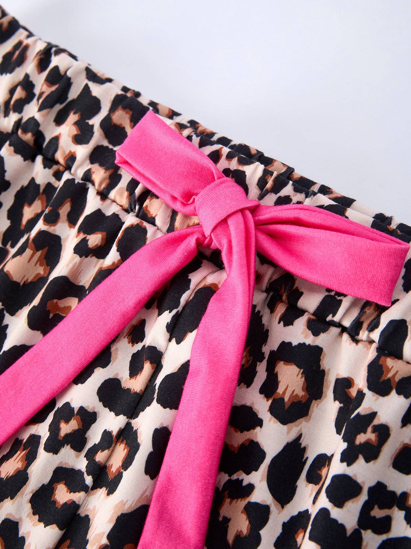Kids Leopard Print Ruffle Pajama Set