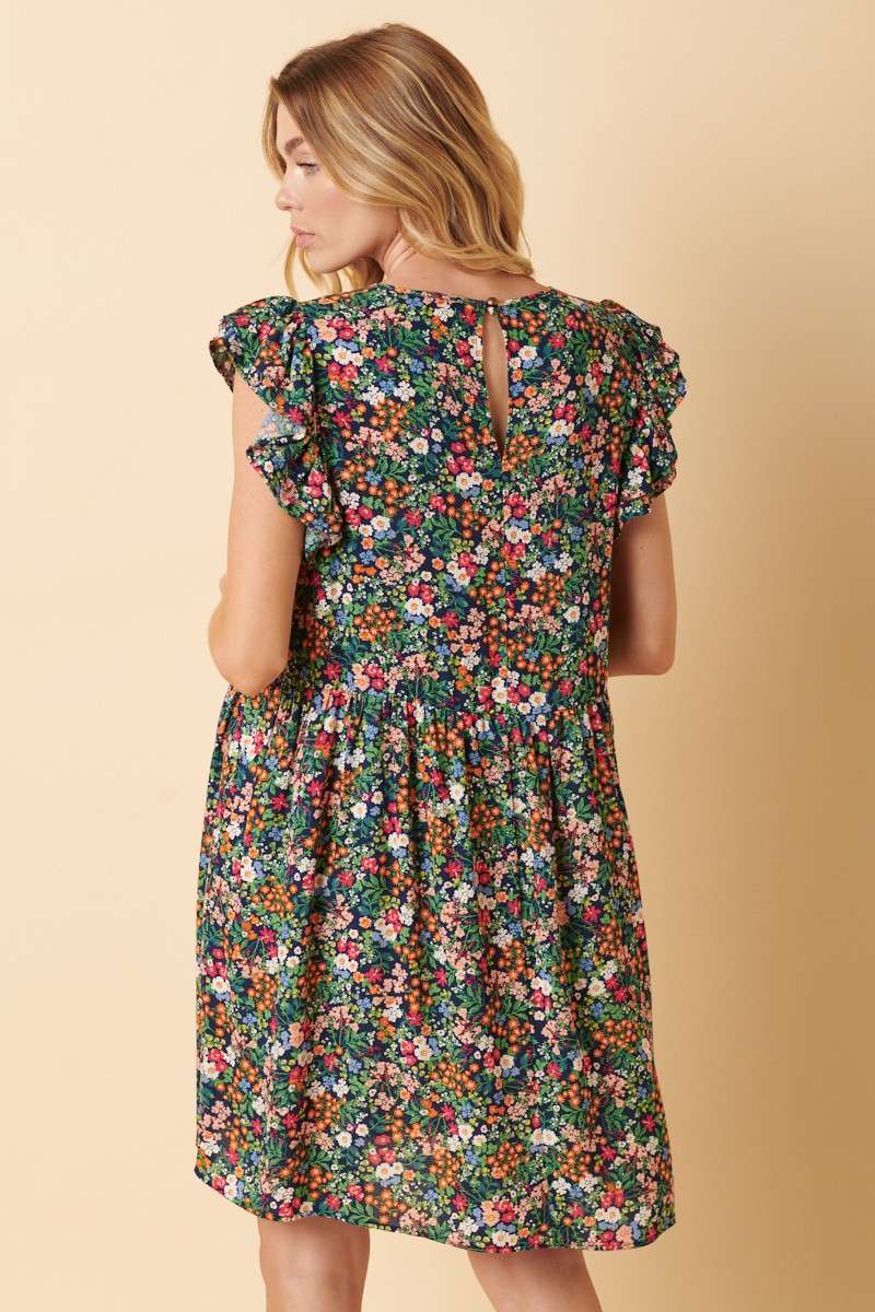 GARDEN FLOWER BABYDOLL MINI DRESS